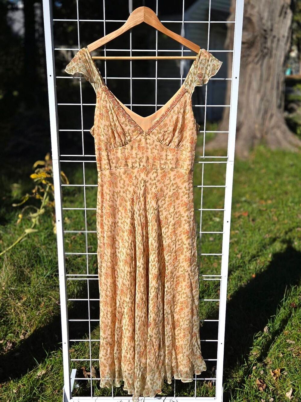 VTG 90s Jonathan Martin Silk Sweetheart Neckline Paisley Fairy Dress Sz. 16